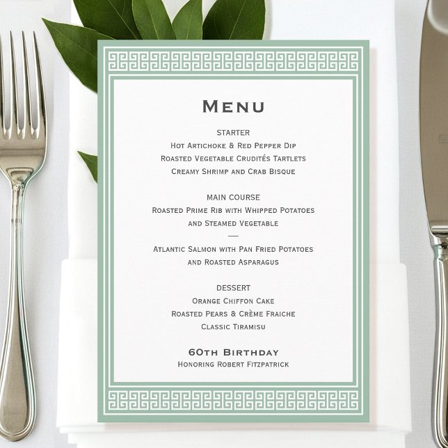 Classic Birthday Party Green Dinner Flat Menu (Creator Uploaded)
