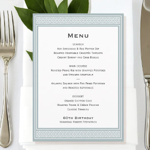 Classic Birthday Party Grey Dinner Flat Menu