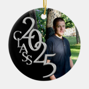 Classic Black 2025 Graduate Photo Ceramic Tree Decoration