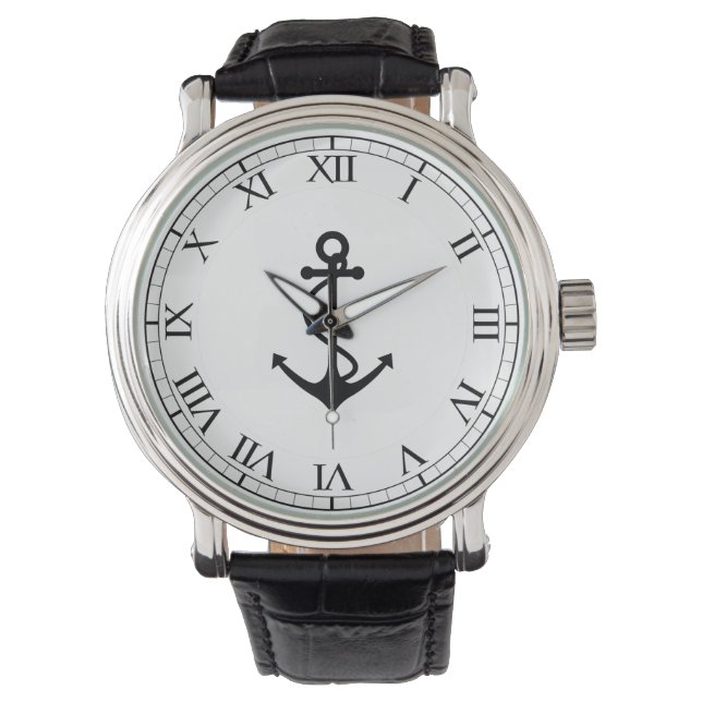 Classic Black Anchor Watch (Front)