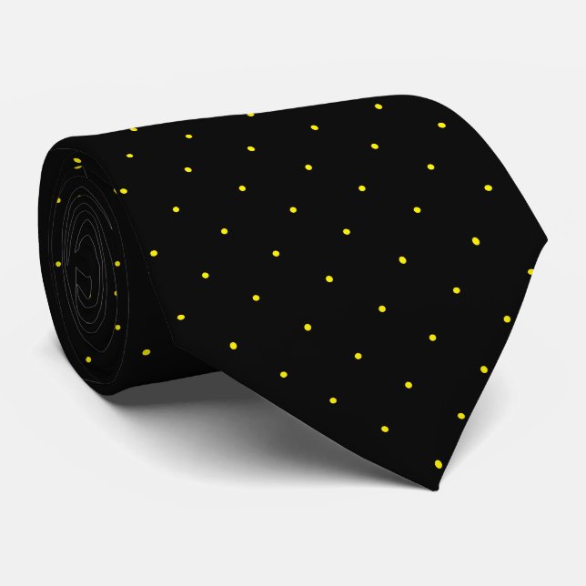 Classic Black and Bright Yellow Dot Tie for Him (Rolled)