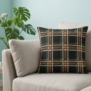 Classic Black and Brown Heritage Plaid Tartan Cushion