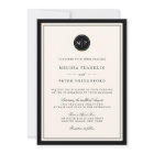 Classic Black and Ecru Monogram Wedding Invitation