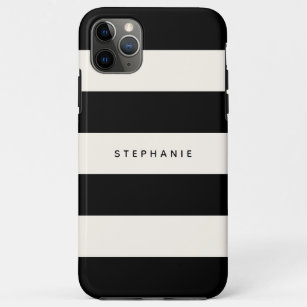Classic Black and Eggshell White Stripes with Name Case-Mate iPhone Case