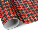 Classic Black and Glitter Red Houndstooth Pattern  Wrapping Paper<br><div class="desc">Classic Black and Glitter Red Houndstooth Pattern Wrapping Paper, </div>