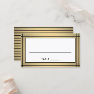 Classic Black and Gold Border Elegant Escort / Place Card