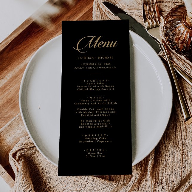 Classic Black and Gold Calligraphy Wedding Menu (Creator Uploaded)
