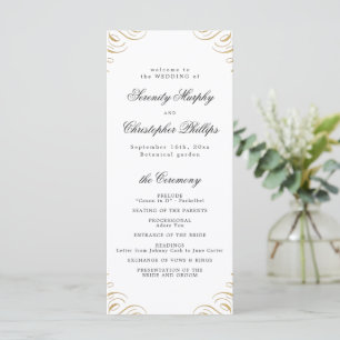 Classic black and gold Calligraphy Wedding Program Menu