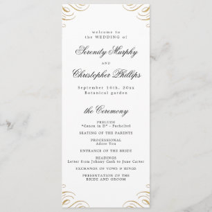 Classic black and gold Calligraphy Wedding Program Menu