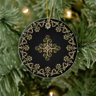 Classic Black and Gold Ceramic Tree Decoration