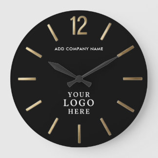 Classic Black and Gold Corporate Logo Business Large Clock