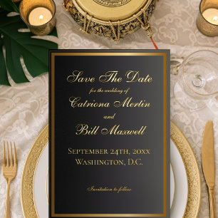 Classic Black and Gold Elegant Save the Date
