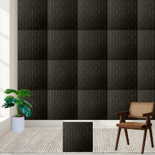 Classic Black and Gold Geometric Leaf Tile