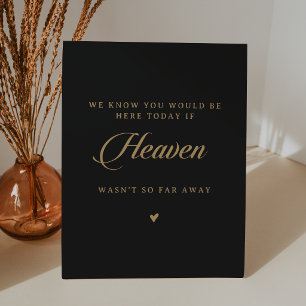 Classic Black and Gold Heaven Wedding Memorial Pedestal Sign
