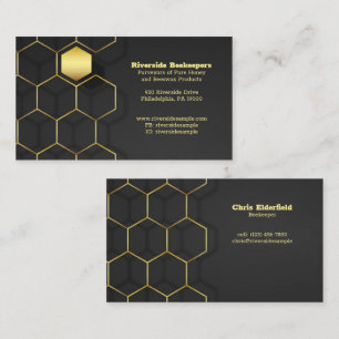 Classic Black and Gold Honeycomb Business Card