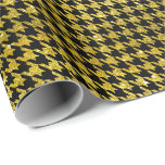 Classic Black and Gold Houndstooth Pattern  Wrapping Paper<br><div class="desc">Classic black and gold houndstooth pattern wrapping paper, </div>