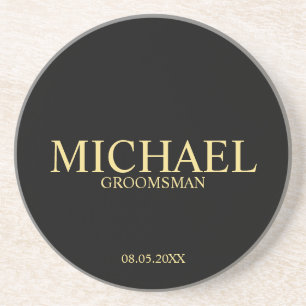 Classic Black and Gold Personalised Groomsmen Coaster