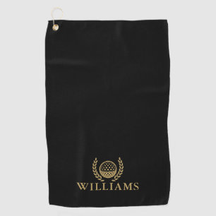 Classic Black And Gold Personalised Name Monogram Golf Towel