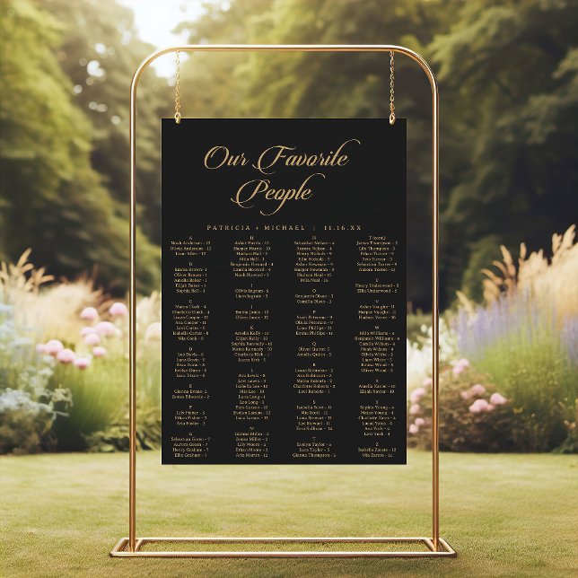 Classic Black and Gold Printable Seating Chart (Creator Uploaded)