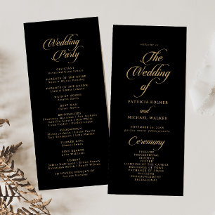 Classic Black and Gold Tea Length Wedding Programme
