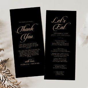 Classic Black and Gold Thank You and Wedding Menu