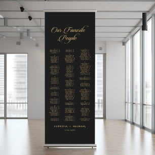 Classic Black and Gold Wedding Seating Chart Retractable Banner