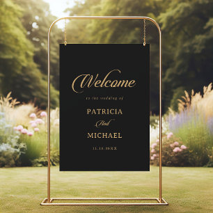 Classic Black and Gold Wedding Welcome Sign