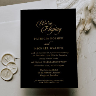 Classic Black and Gold We're Eloping Invitation
