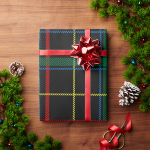 Classic Black and Green Buffalo Plaid Christmas Wrapping Paper