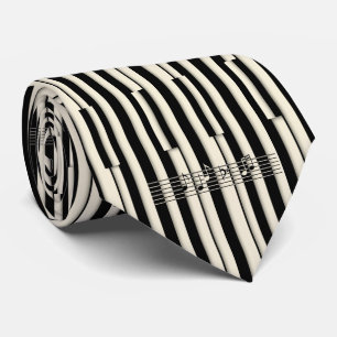 Classic Black and Ivory Abstract Piano Key Tie