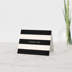 Classic Black and Off-White Stripes Thank You Card