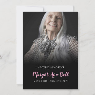 Classic Black and Pink Memorial Card