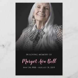 Classic Black and Pink Memorial Card 5.5 x 8.5"