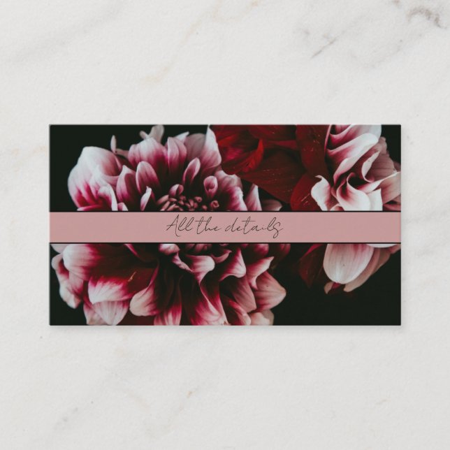 Classic Black and Pink Peonies  Enclosure Card (Front)