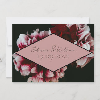 Classic Black and Pink Peonies  Save The Date