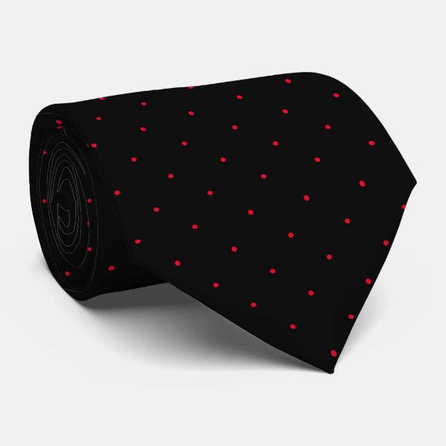 Classic Black and Red Polka Dot Tie for Him (Rolled)