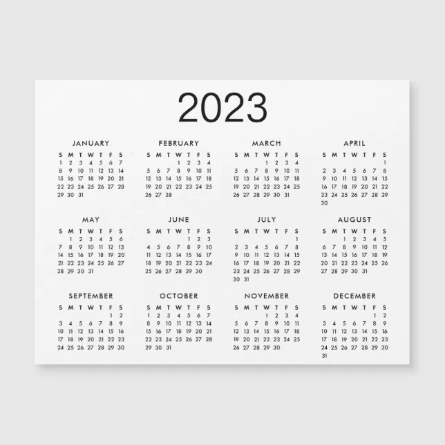 Classic Black And White 2023 Calendar Magnet | Zazzle