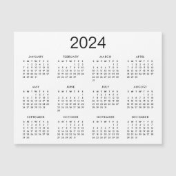 Classic Black And White 2024 Calendar Magnet | Zazzle