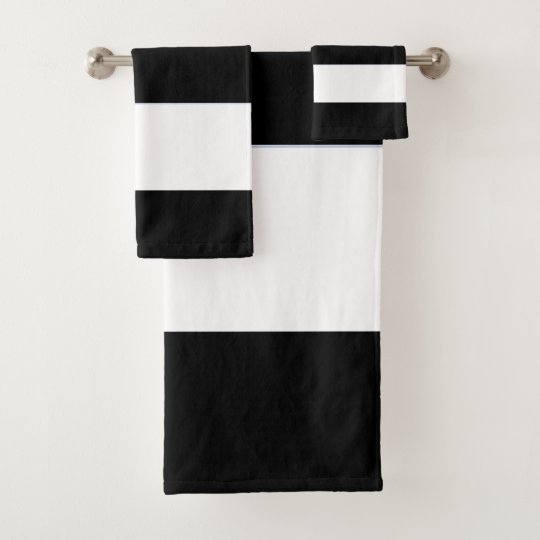 Classic Black and White Broad Stripe Bath Towel Set | Zazzle.co.uk