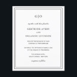 Classic Black and White Budget Wedding Invitation<br><div class="desc">Classic black and white all in one budget wedding invitation featuring a simple and minimal design with your monogram at the top and your event details surrounded by a double border. The fonts alternate between and elegant script, a traditional serif and minimalist sans serif fonts. The back has your guest...</div>