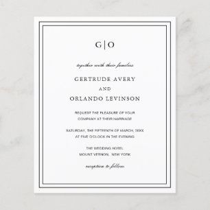 Classic Black and White Budget Wedding Invitation Flyer