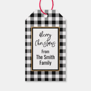 Classic Black and White Buffalo Check   Gift Tags