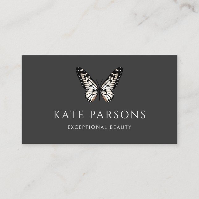 Classic  Black and White Butterfly Business Card (Front)