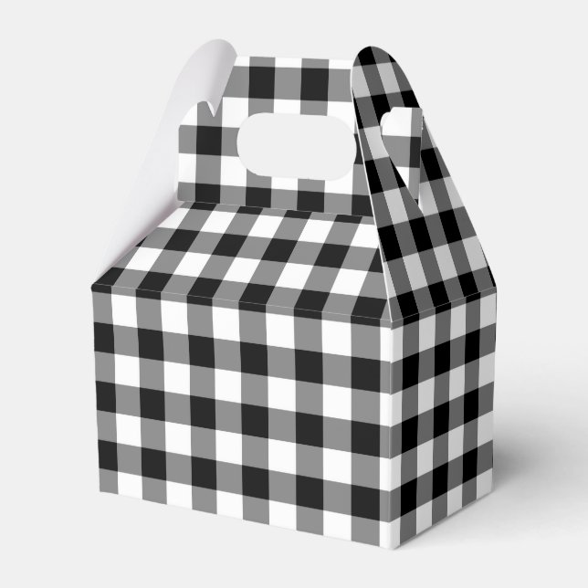 Classic Black And White Checked Gingham Favour Box (Front Side)