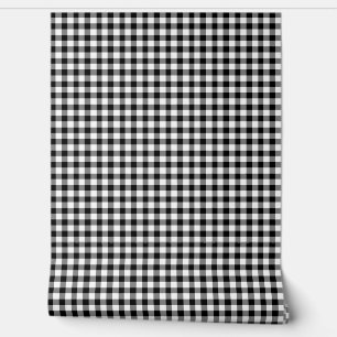 Classic Black And White Checked Gingham Pattern Wallpaper