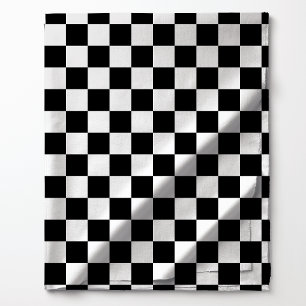 Classic Black and White Chequered Pattern Fabric