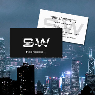 Classic Black and White Chic with Monogram Simple Business Card