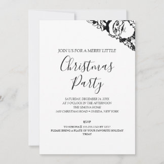 Classic Black and White Christmas Party Invitation