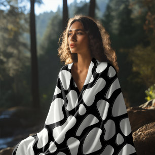 Classic Black and white cow print Fleece Blanket