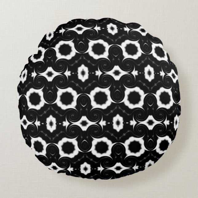 Classic Black and White design Round Cushion (Front)